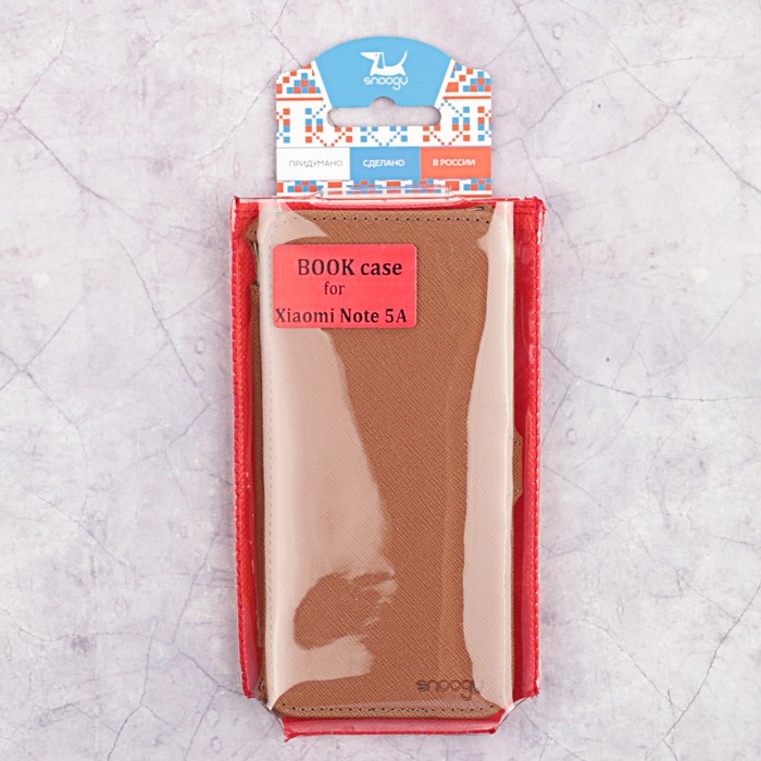 Чехол-книжка Snoogy для Xiaomi Redmi Note 5A, иск. кожа, Коричневый