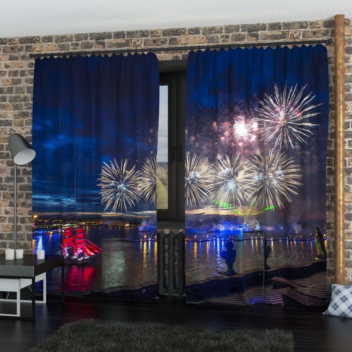 Фотошторы "Алые паруса", размер 150х260 см-2 шт., габардин