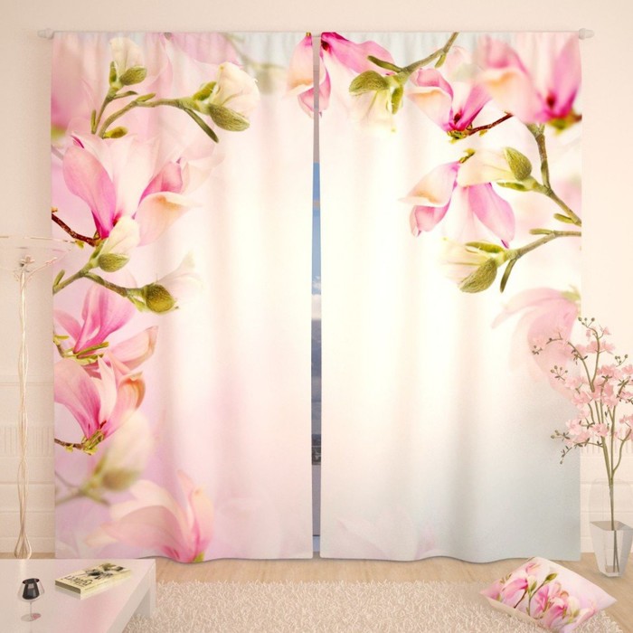 Фотошторы "Арка из магнолий", размер 150х260 см-2 шт., габардин
