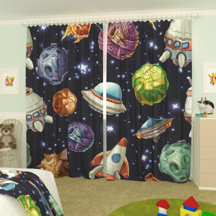 Фотошторы "Астероиды", размер 150х260 см-2 шт., габардин