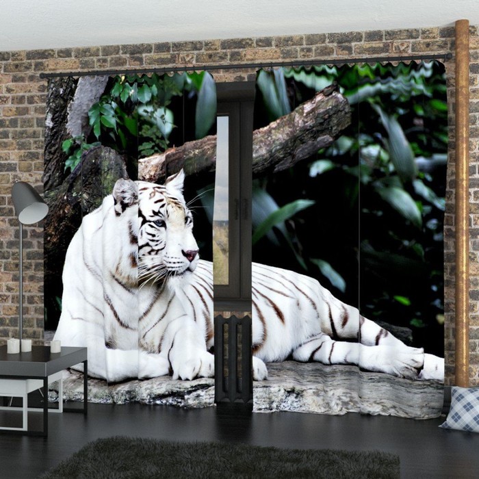 Фотошторы "Белый тигр", размер 150х260 см-2 шт., габардин