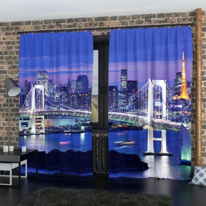 Фотошторы "Бруклинский мост 2", размер 150х260 см-2 шт., габардин