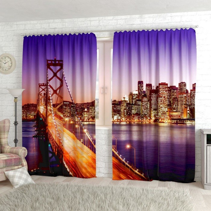Фотошторы "Бруклинский мост", размер 150х260 см-2 шт., габардин