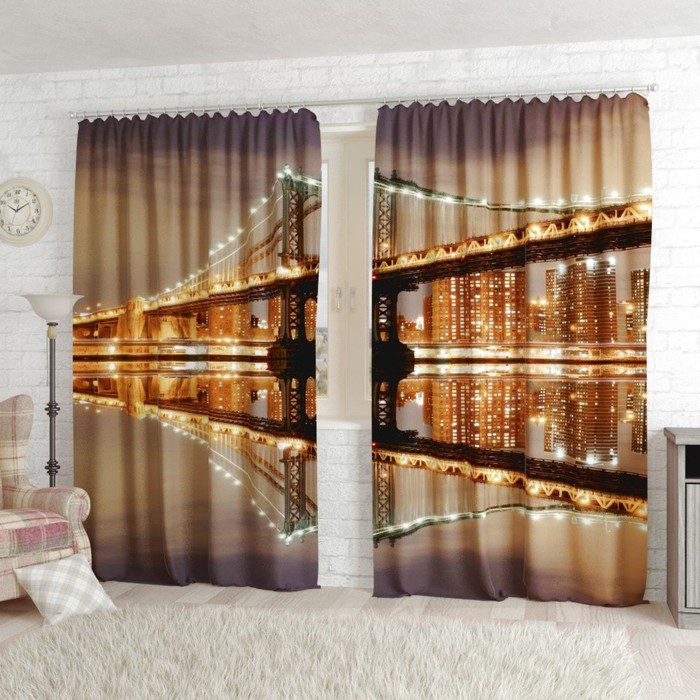 Фотошторы «Великолепный ночной мост», размер 150х260 см-2 шт., габардин