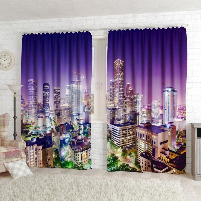 Фотошторы "Вечерний Хьюстон", размер 150х260 см-2 шт., габардин