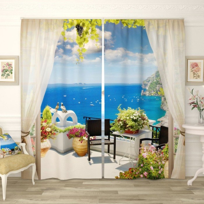 Фотошторы "Вид на гавань", размер 150х260 см-2 шт., габардин