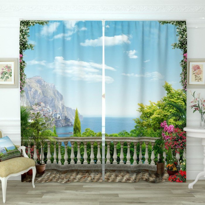 Фотошторы "Вид на городок", размер 150х260 см-2 шт., габардин