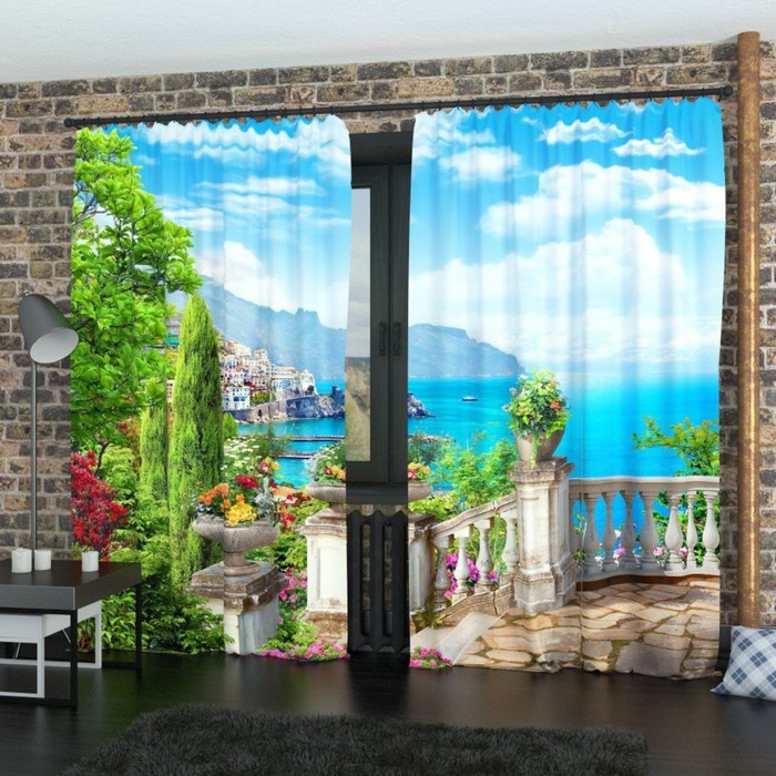 Фотошторы "Вид с балкона 3", размер 150х260 см-2 шт., габардин