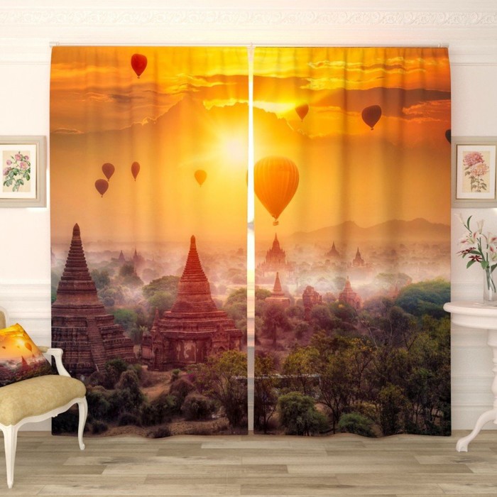 Фотошторы "Воздушные шары в Китае", размер 150х260 см-2 шт., габардин