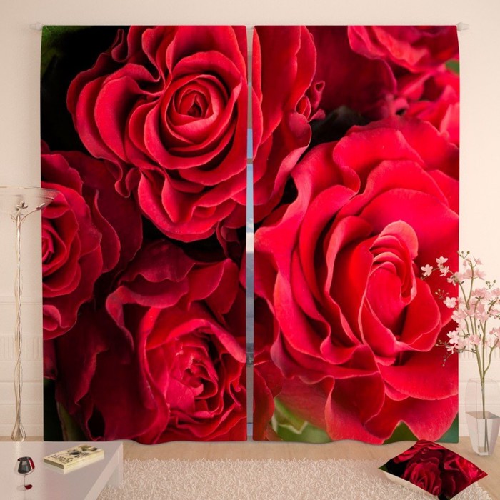 Фотошторы «Волнистые розы», размер 150х260 см-2 шт., габардин