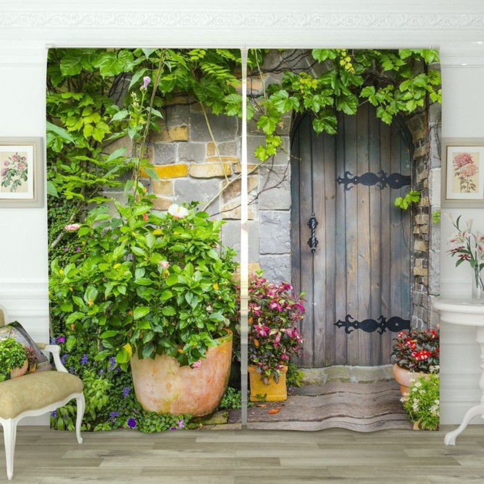 Фотошторы "Загадочная дверь", размер 150х260 см-2 шт., габардин