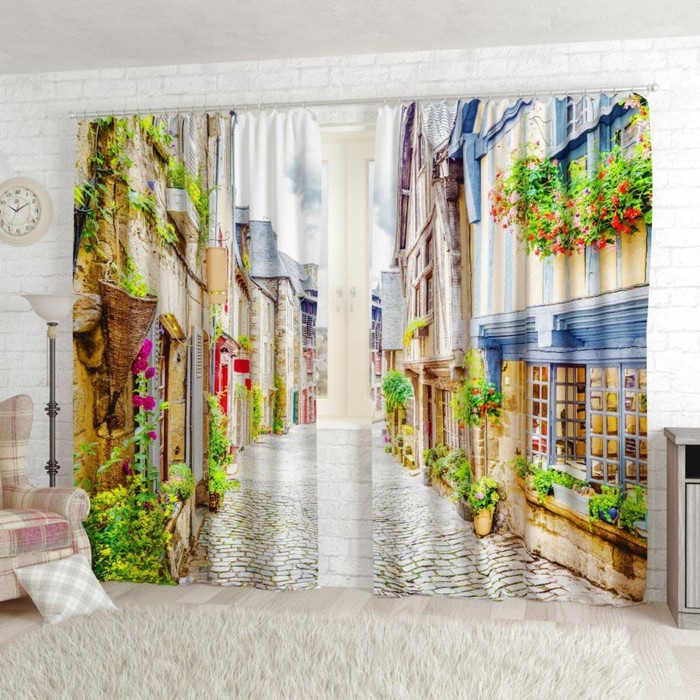Фотошторы "Исторический центр Европы", размер 150х260 см-2 шт., габардин