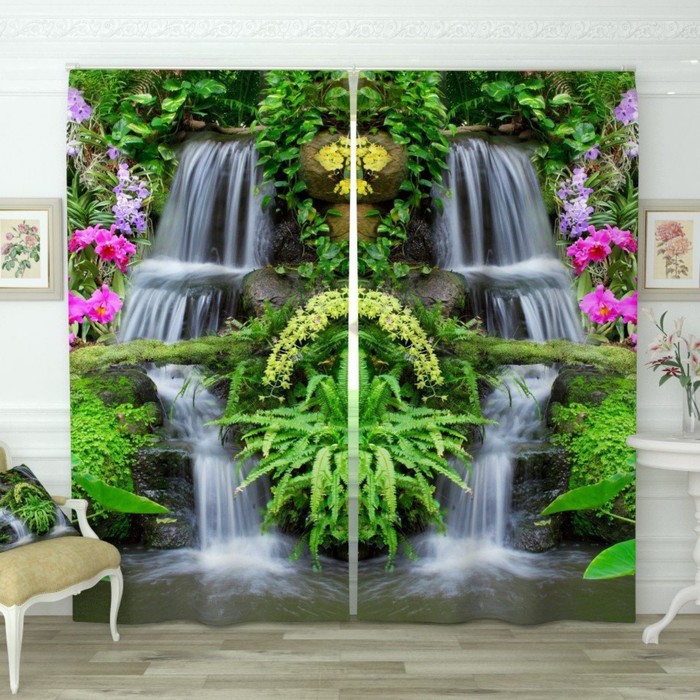 Фотошторы "Лесной ручей", размер 150х260 см-2 шт., габардин