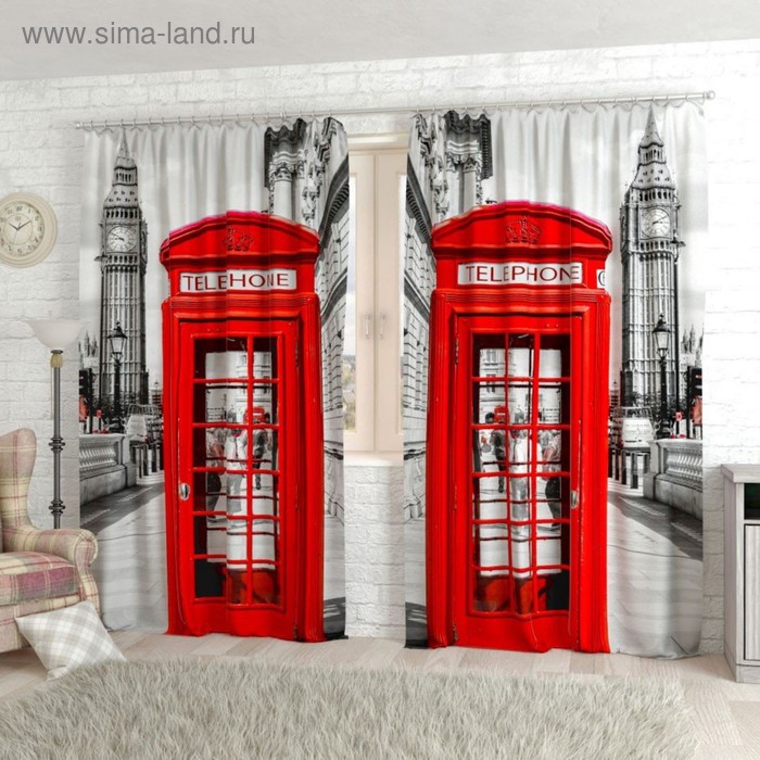 

Фотошторы «Лондон, телефон», размер 150х260 см-2 шт., габардин