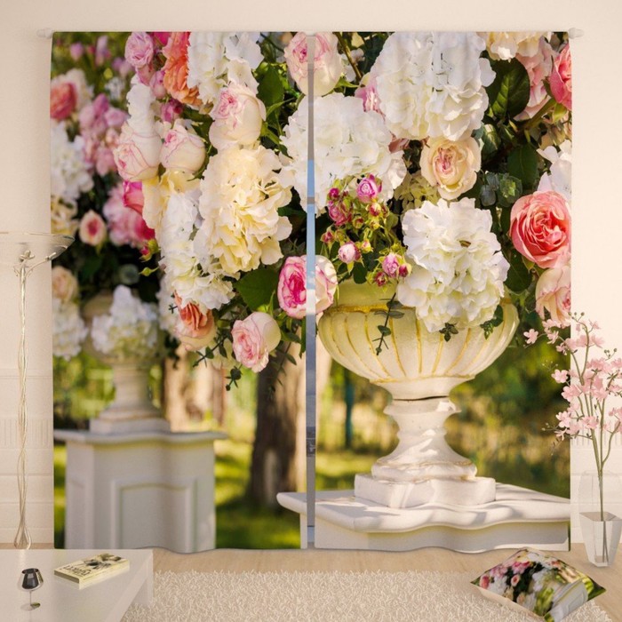 Фотошторы "Мраморные вазы", размер 150х260 см-2 шт., габардин