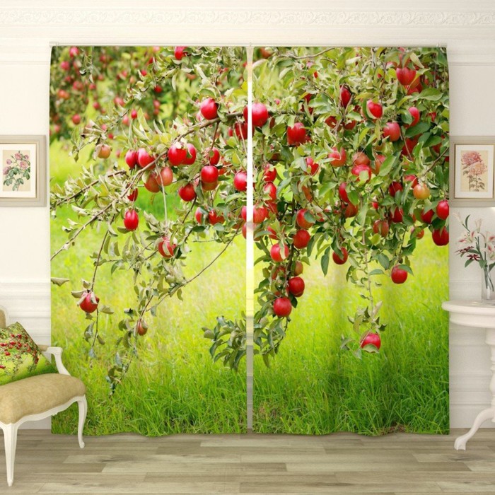 Фотошторы "Наливные яблочки", размер 150х260 см-2 шт., габардин