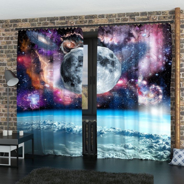 Фотошторы "Пустоши вселенной", размер 150х260 см-2 шт., габардин