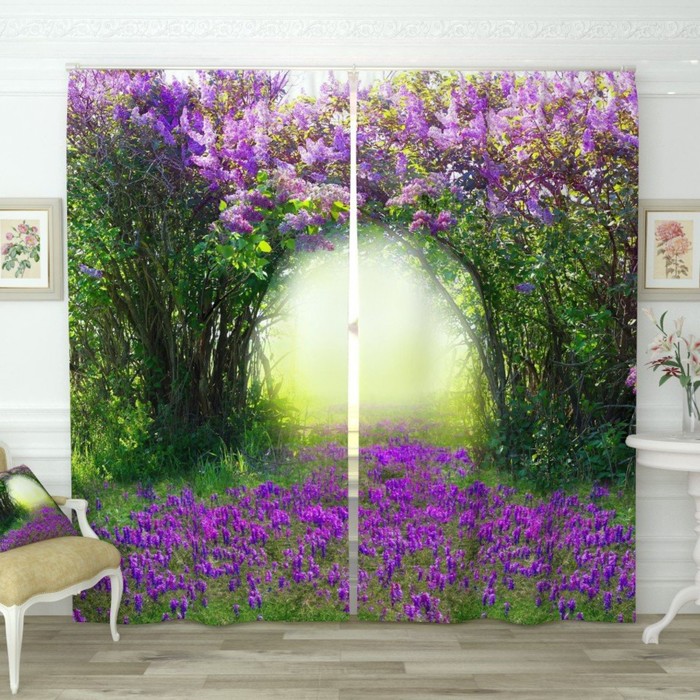 Фотошторы "Сиреневый тоннель", размер 150х260 см-2 шт., габардин
