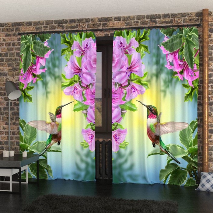 Фотошторы "Сказочный колибри", размер 150х260 см-2 шт., габардин