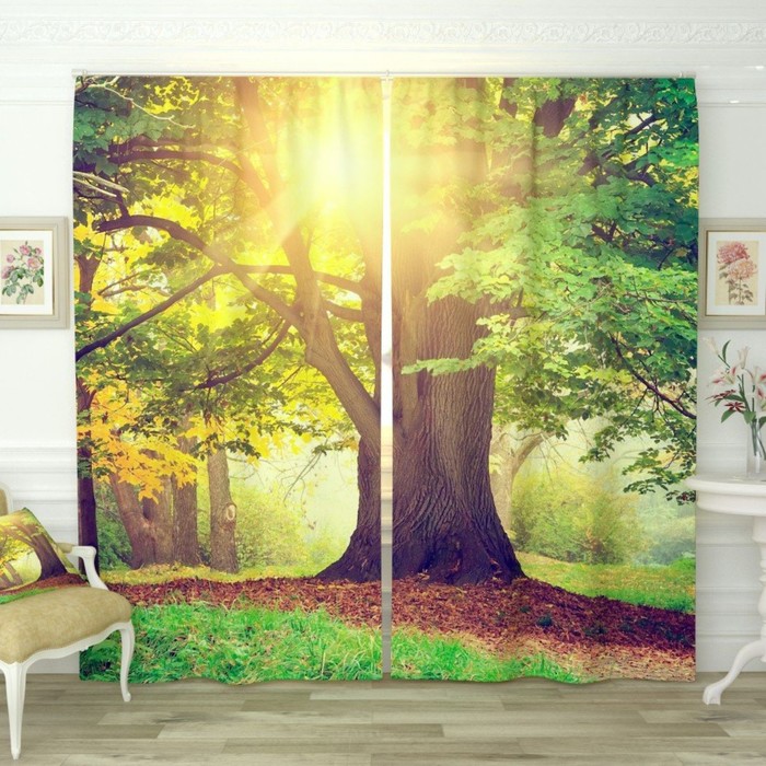 Фотошторы "Солнечное дерево", размер 150х260 см-2 шт., габардин