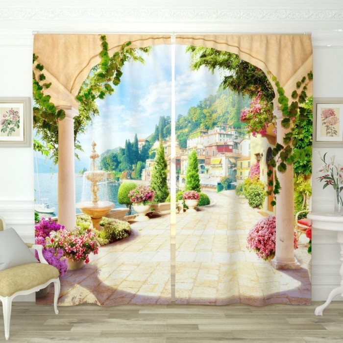 Фотошторы "Солнечный курорт", размер 150х260 см-2 шт., габардин