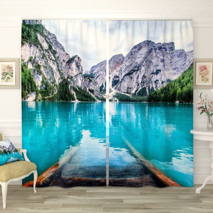Фотошторы "Спуск к озеру", размер 150х260 см-2 шт., габардин