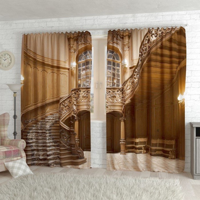 Фотошторы "Старинная лестница", размер 150х260 см-2 шт., габардин