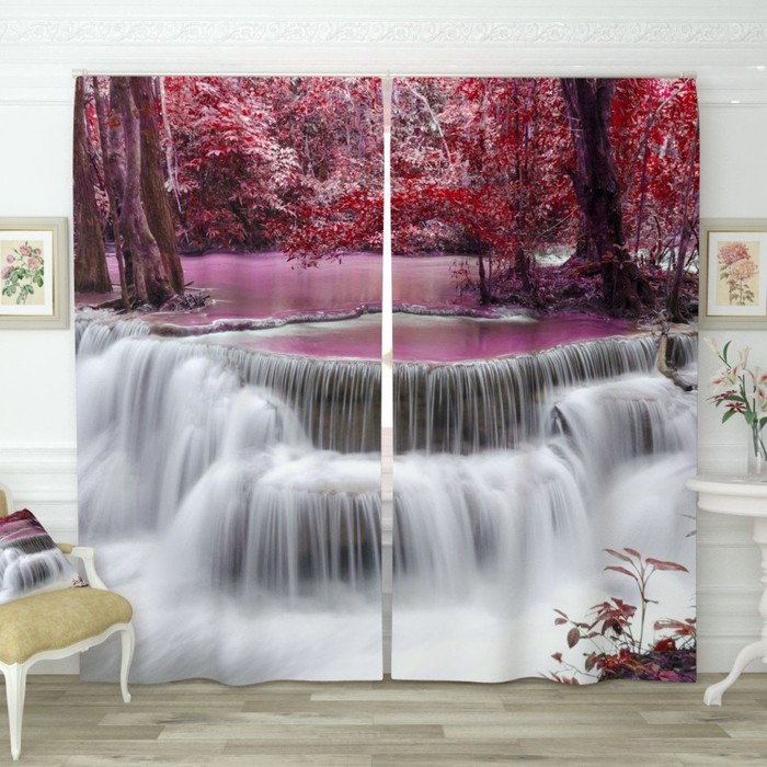 Фотошторы "Тайский водопад", размер 150х260 см-2 шт., габардин