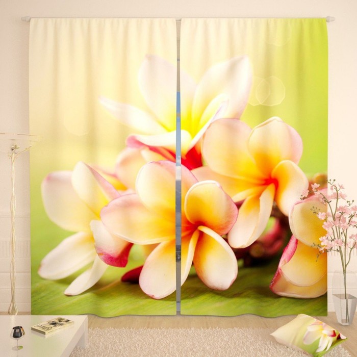 Фотошторы "Тропический букет", размер 150х260 см-2 шт., габардин