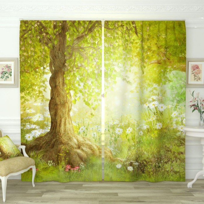 Фотошторы "Утренний сказочный лес", размер 150х260 см-2 шт., габардин