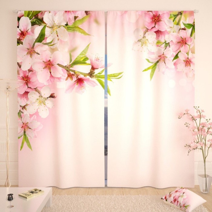 Фотошторы "Цветочная арка", размер 150х260 см-2 шт., габардин