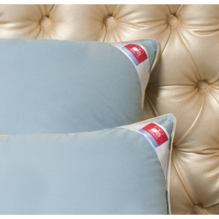 Подушка "Камелия", размер 68х68 см, тик, голубой/шампань