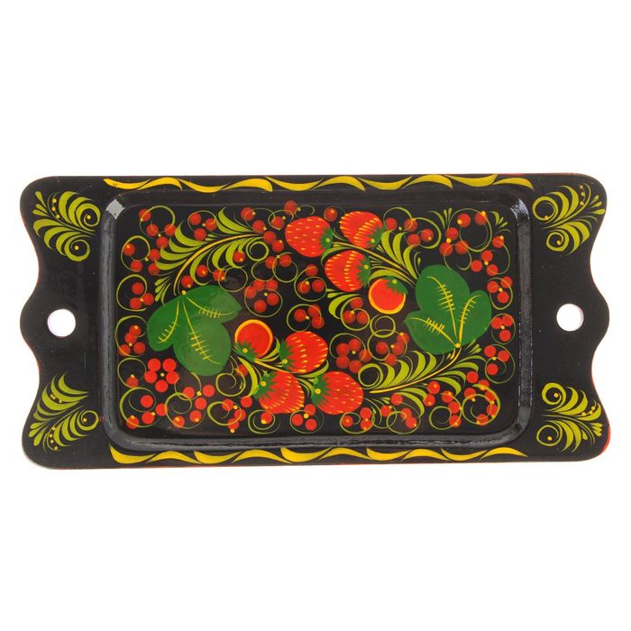 Сухарница резная «Ягоды», хохлома, 29 х 14,5 см