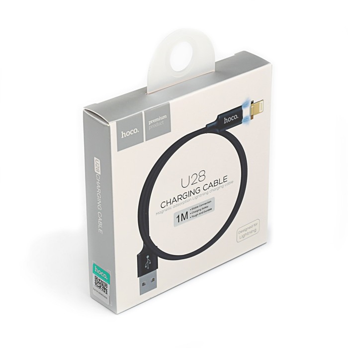 Провод для зарядки Hoco U28 Magnetic, USB Apple - lightning, для iPhone 5, 1 м, черный