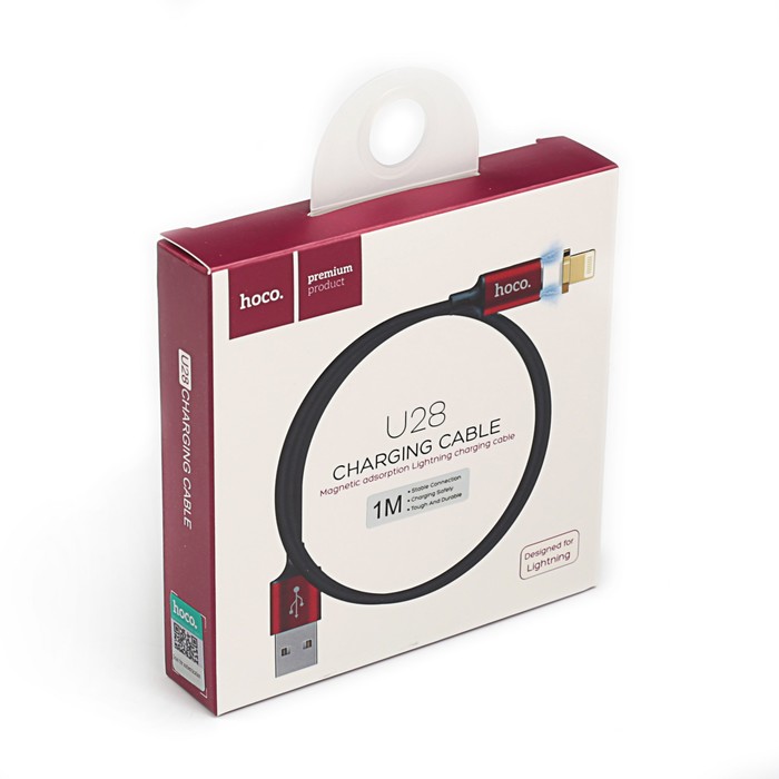 Провод для зарядки Hoco U28 Magnetic, USB Apple - lightning для iPhone 5, 1 м, красный