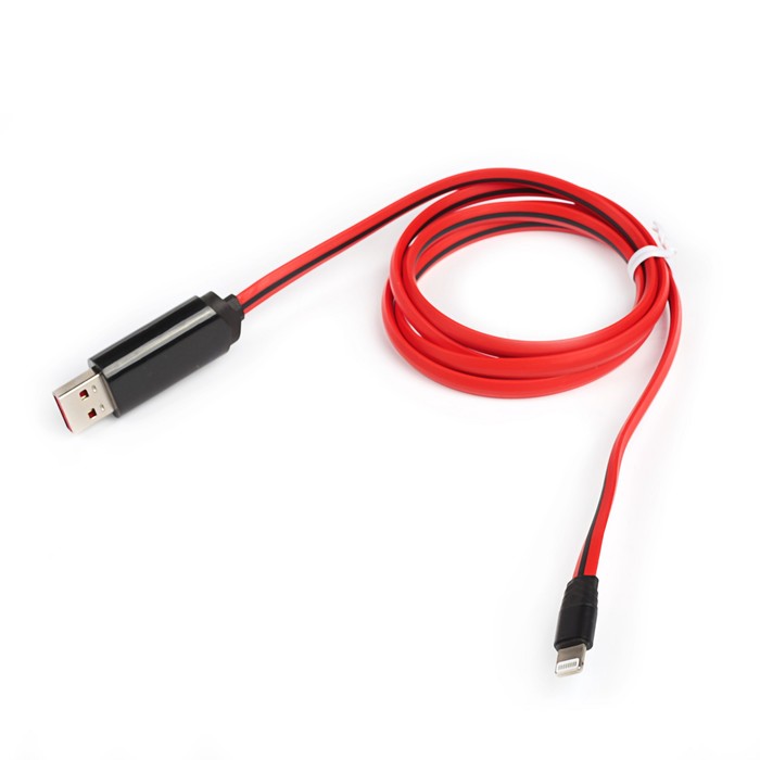 Провод для зарядки Hoco U29 LED Display, USB Apple - lightning для iPhone 5, 1 м,красный