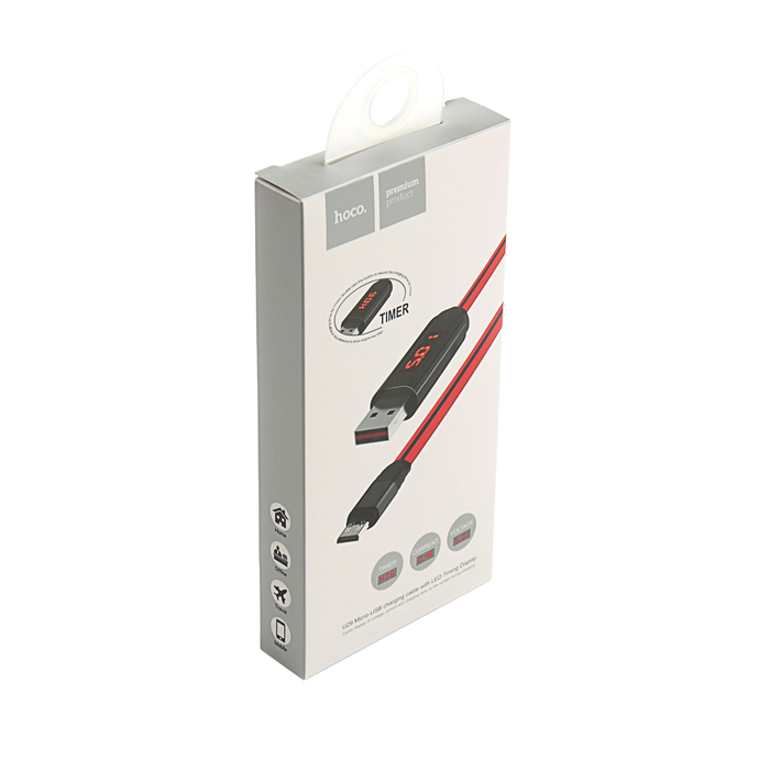 Провод для зарядки Hoco U29 LED Timing Display, USB - micro USB, для,1 м, красный