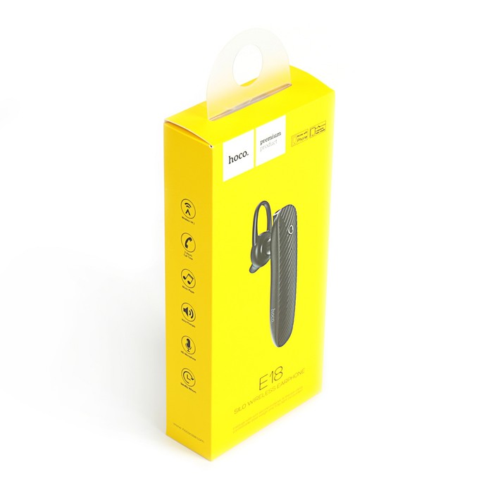 Гарнитура Hoco E18 Silo, Bluetooth, моно, черная