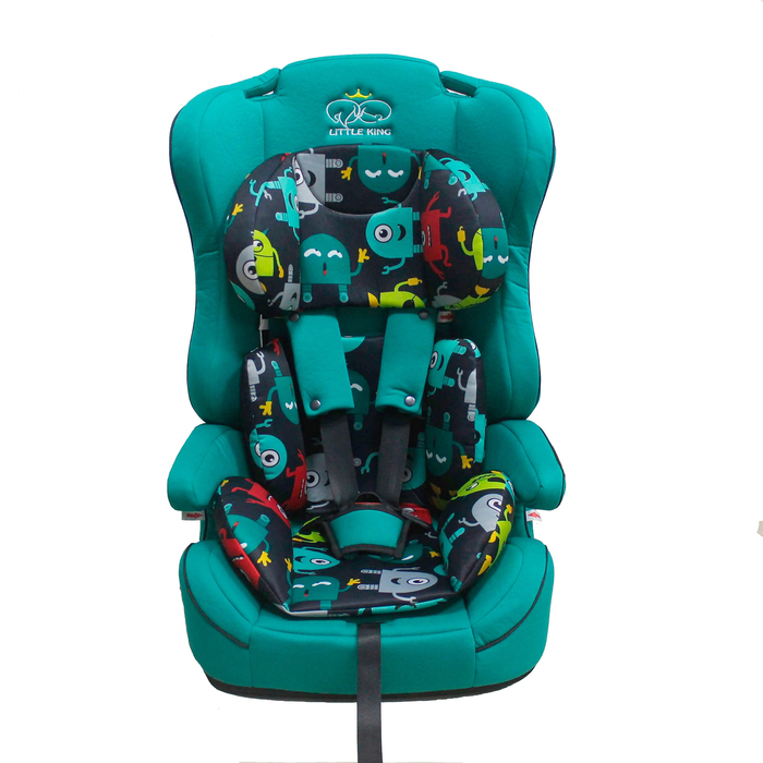 Автокресло-бустер LK-01B dark "Монстры", группа 1-2-3, (9-36 кг), цвет зелёный