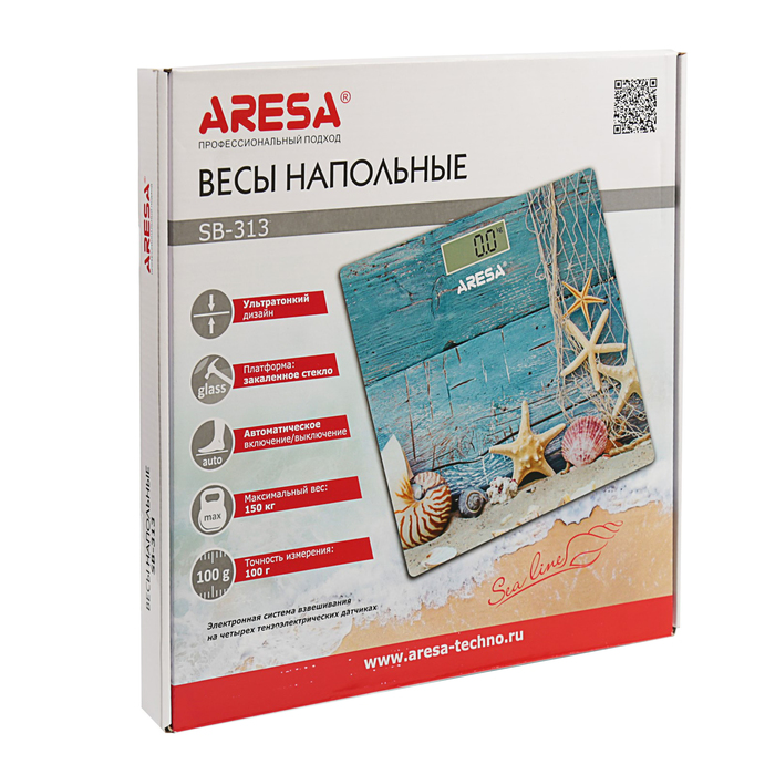 Весы напольные ARESA SB-313, электронные, до 150 кг, "Ракушки"