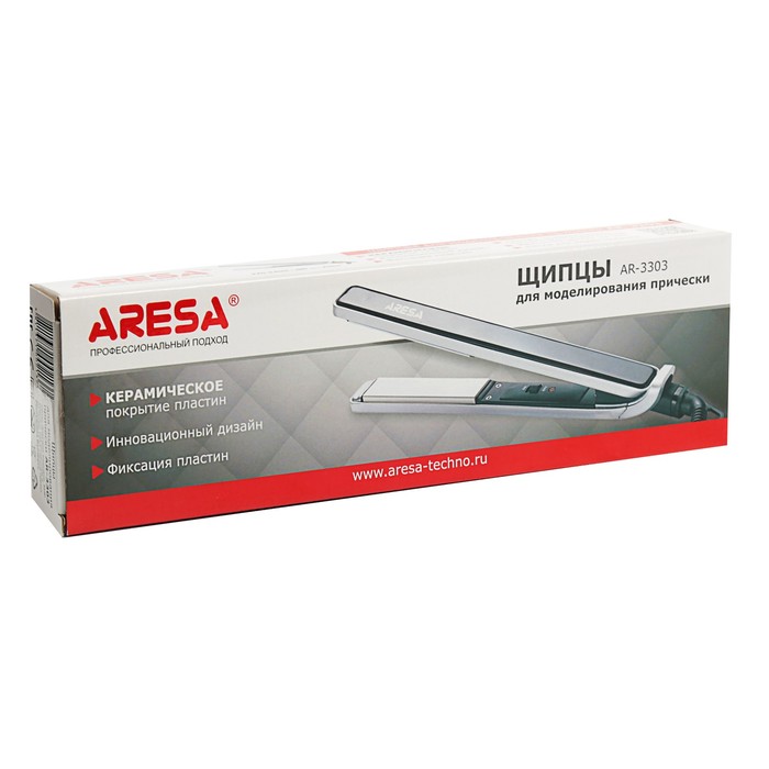Плойка ARESA AR-3303, 25 Вт, 25 мм, керамическое покрытие, бело-серый