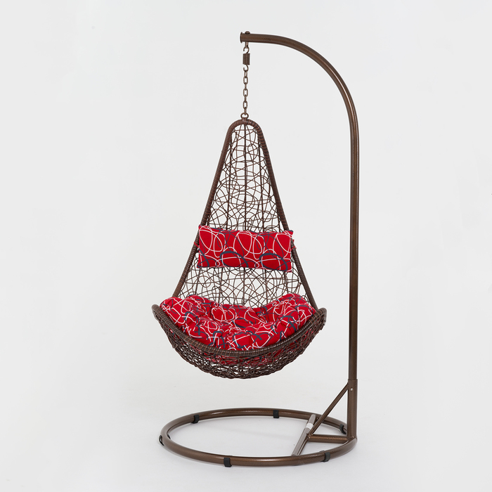 Подвесное кресло, с подушкой, искусственный ротанг, коричневое, 44-001-01