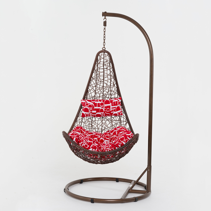 Подвесное кресло, с подушкой, искусственный ротанг, коричневое, 44-001-04