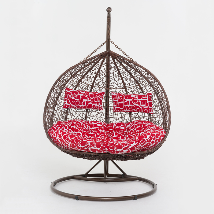 Кресло подвесное, с подушкой, искусственный ротанг, коричневый, 45-004-04