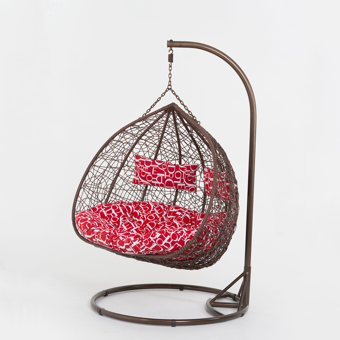 Кресло подвесное, с подушкой, искусственный ротанг, коричневый, 45-004-04