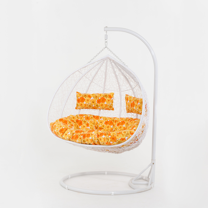Подвесное кресло, с подушкой, искусственный ротанг, белое, 45-004-05