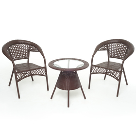 Набор мебели BROWN, 3 предмета: стол, 2 кресла, искусственный ротанг, коричневый, GG-04-07-04 от Сима-ленд