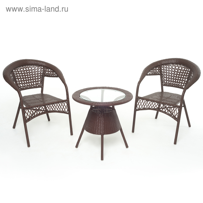 фото Набор мебели brown, 3 предмета: стол, 2 кресла, искусственный ротанг, коричневый, gg-04-07-04 vinotti