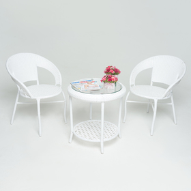 Набор мебели WHITE, 3 предмета: стол, 2 кресла, искусственный ротанг, белый, GG-04-05-06 от Сима-ленд