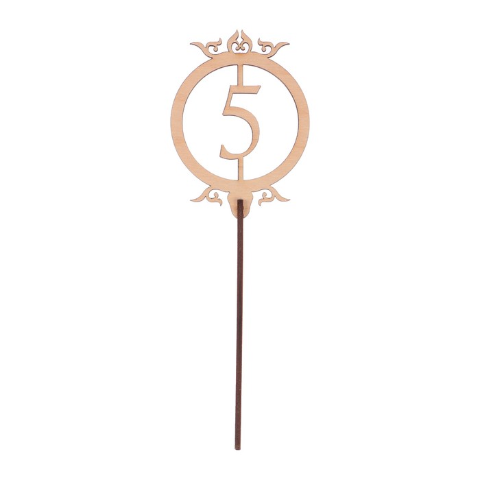 Топпер "Пять" из фанеры, 10х7,5 см (ТПР-355)